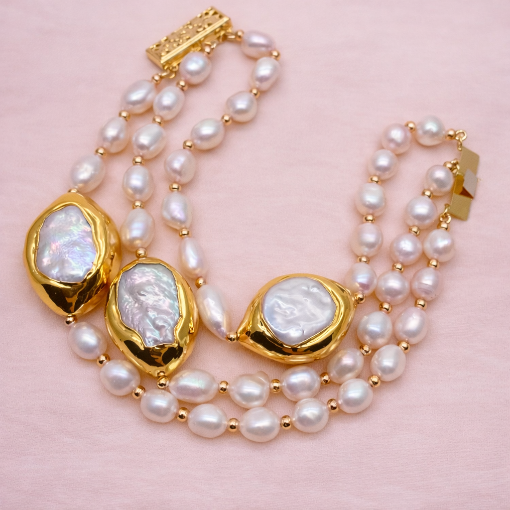 Pulsera triple perlas