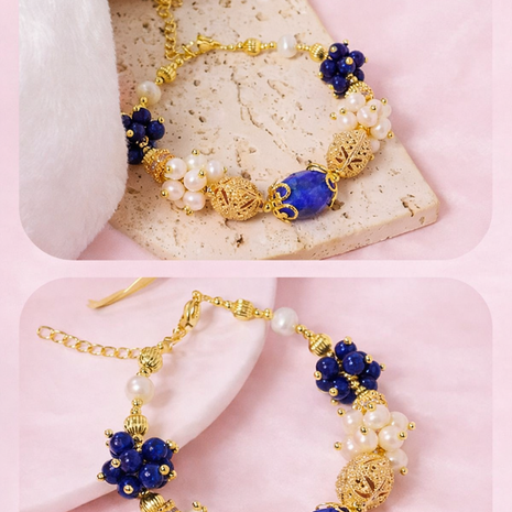 Pulsera lapislázuli y perlas