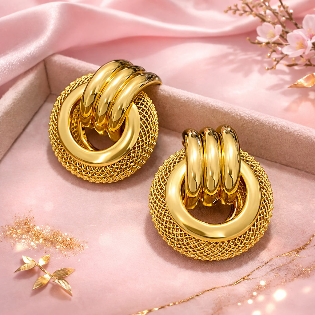 Aretes Round Doree