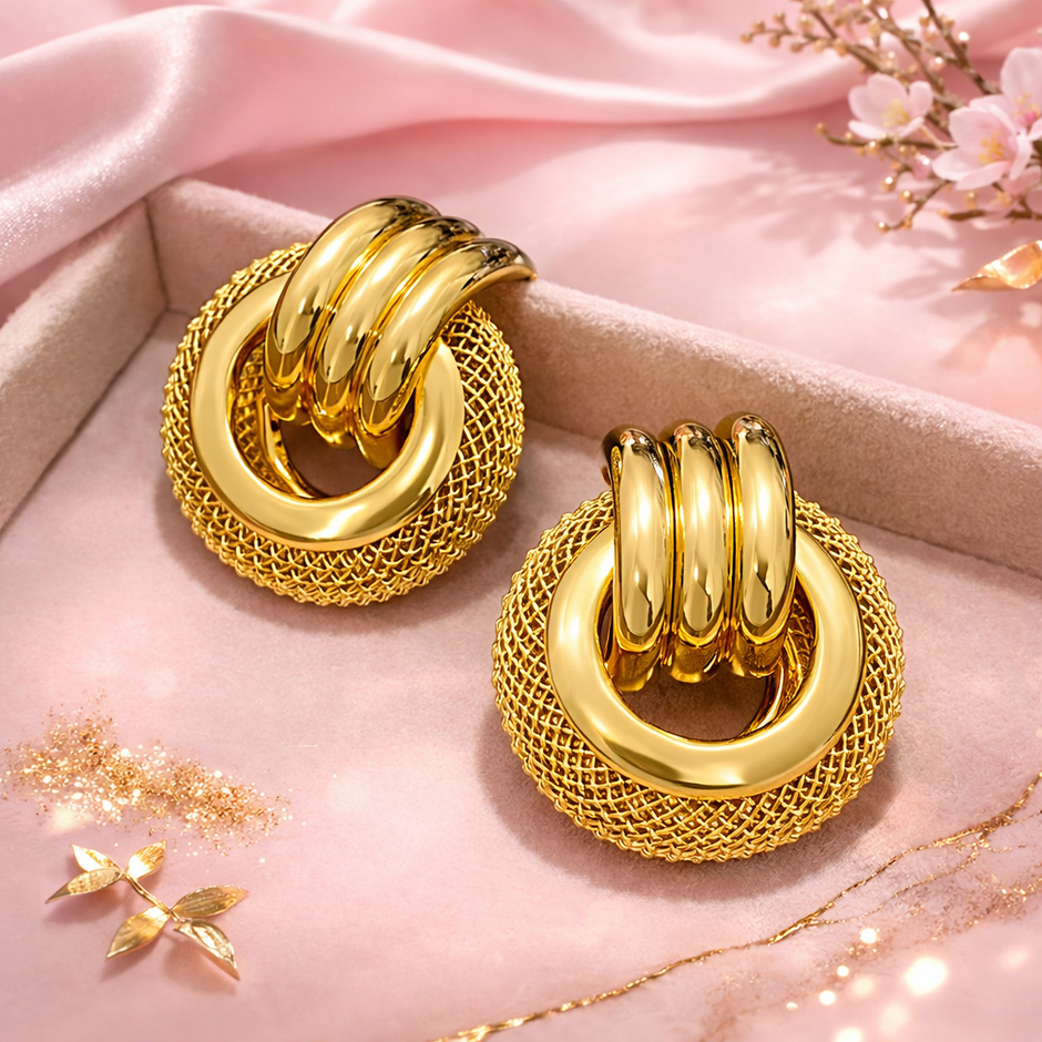 Aretes Round Doree