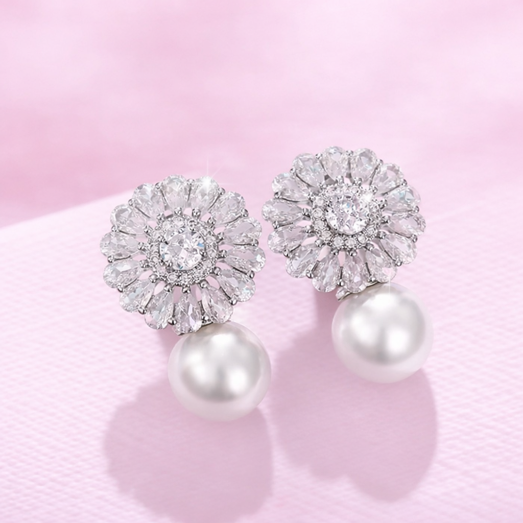 Aretes Flor y perla