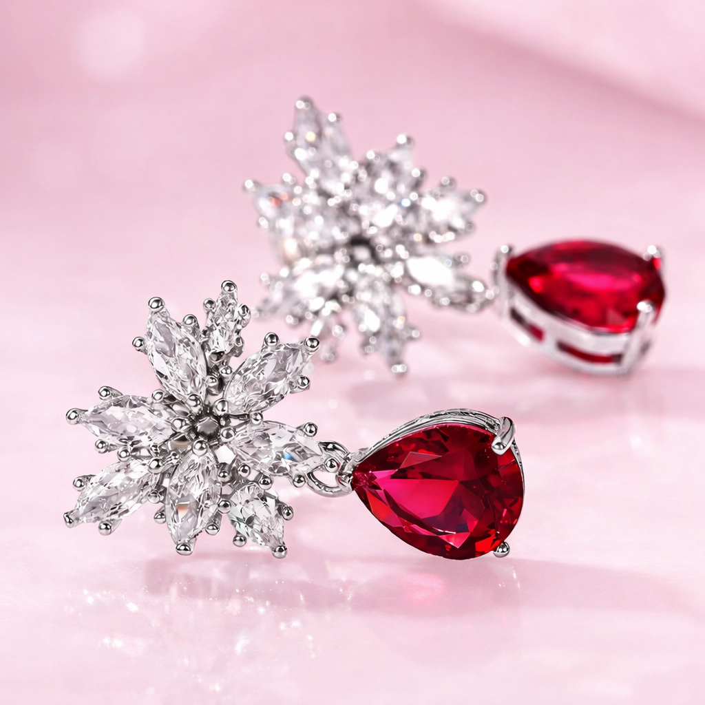 Aretes Drop Rubí
