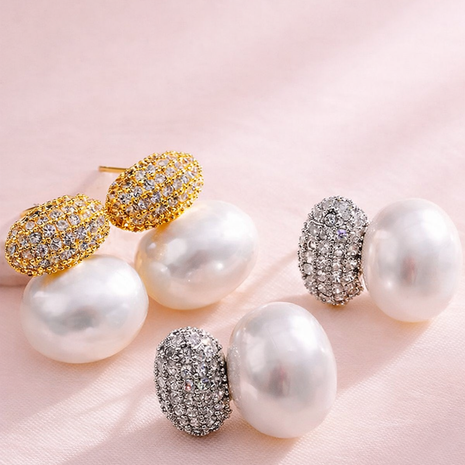 Aretes Perla y zirconias