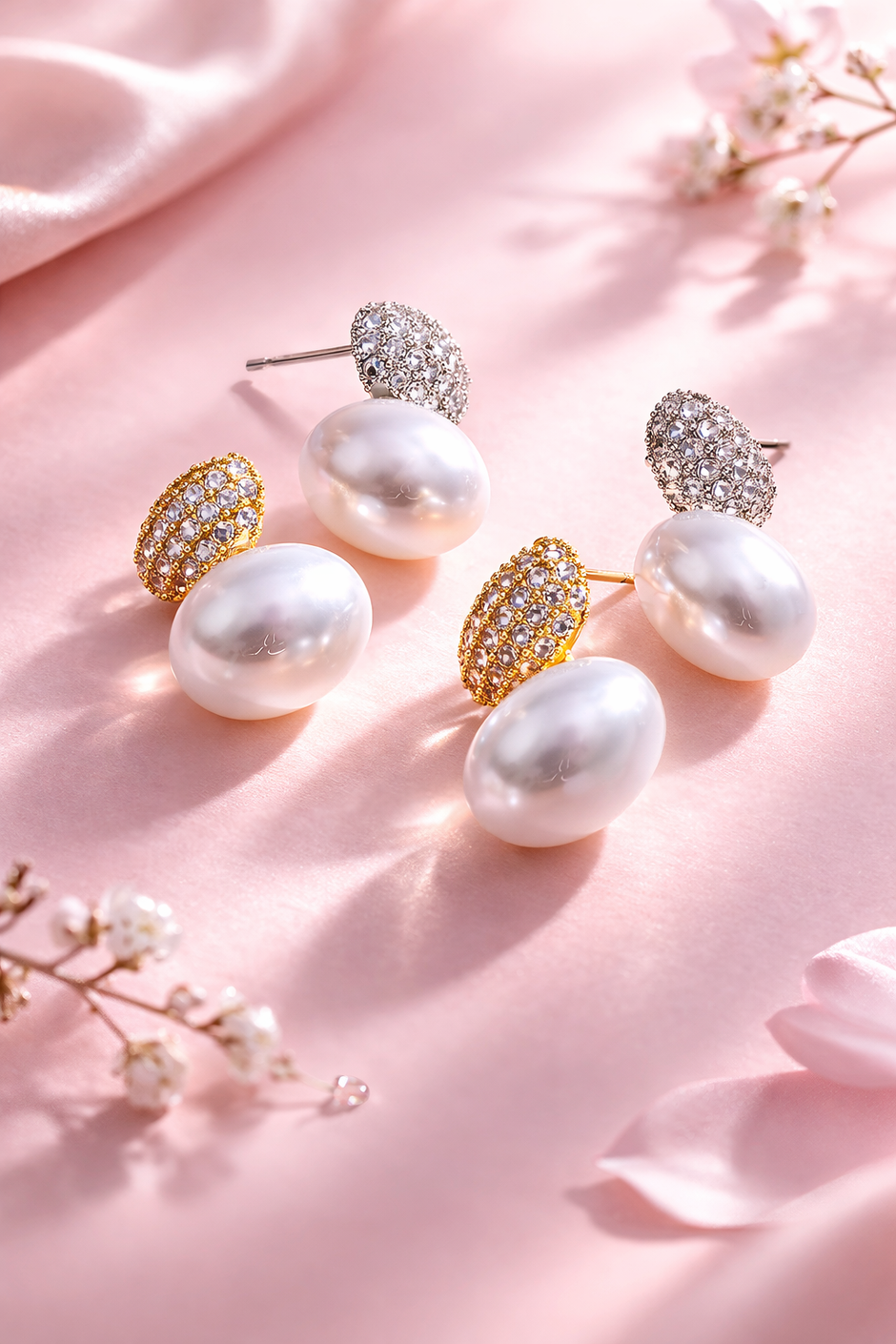 Aretes Perla y zirconias