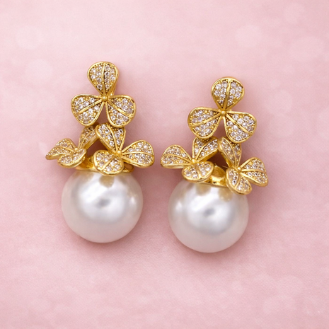 Aretes floral dorado