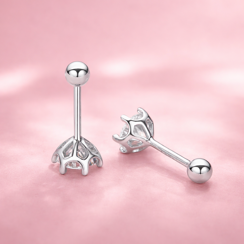 Aretes 6 puntas Moissanite