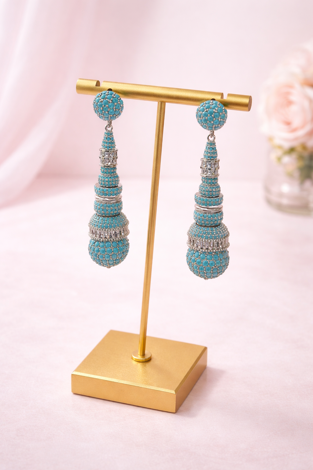 Aretes largos turquese