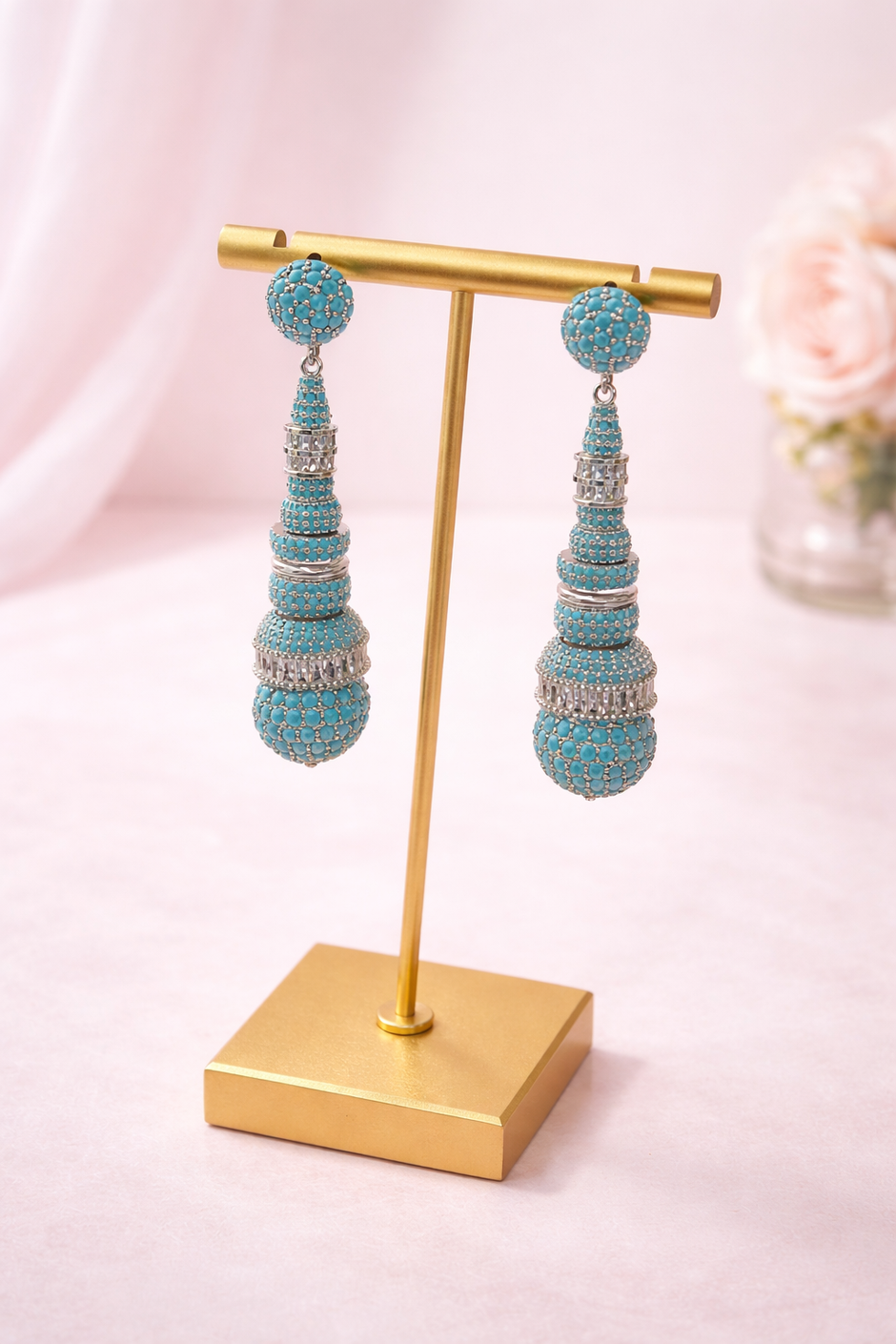 Aretes largos turquese