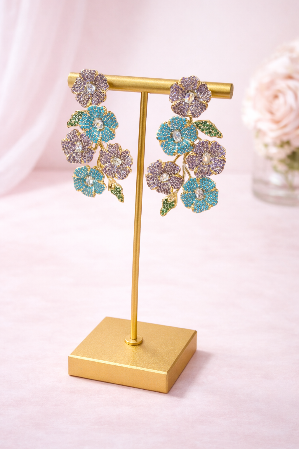 Aretes dúo floral