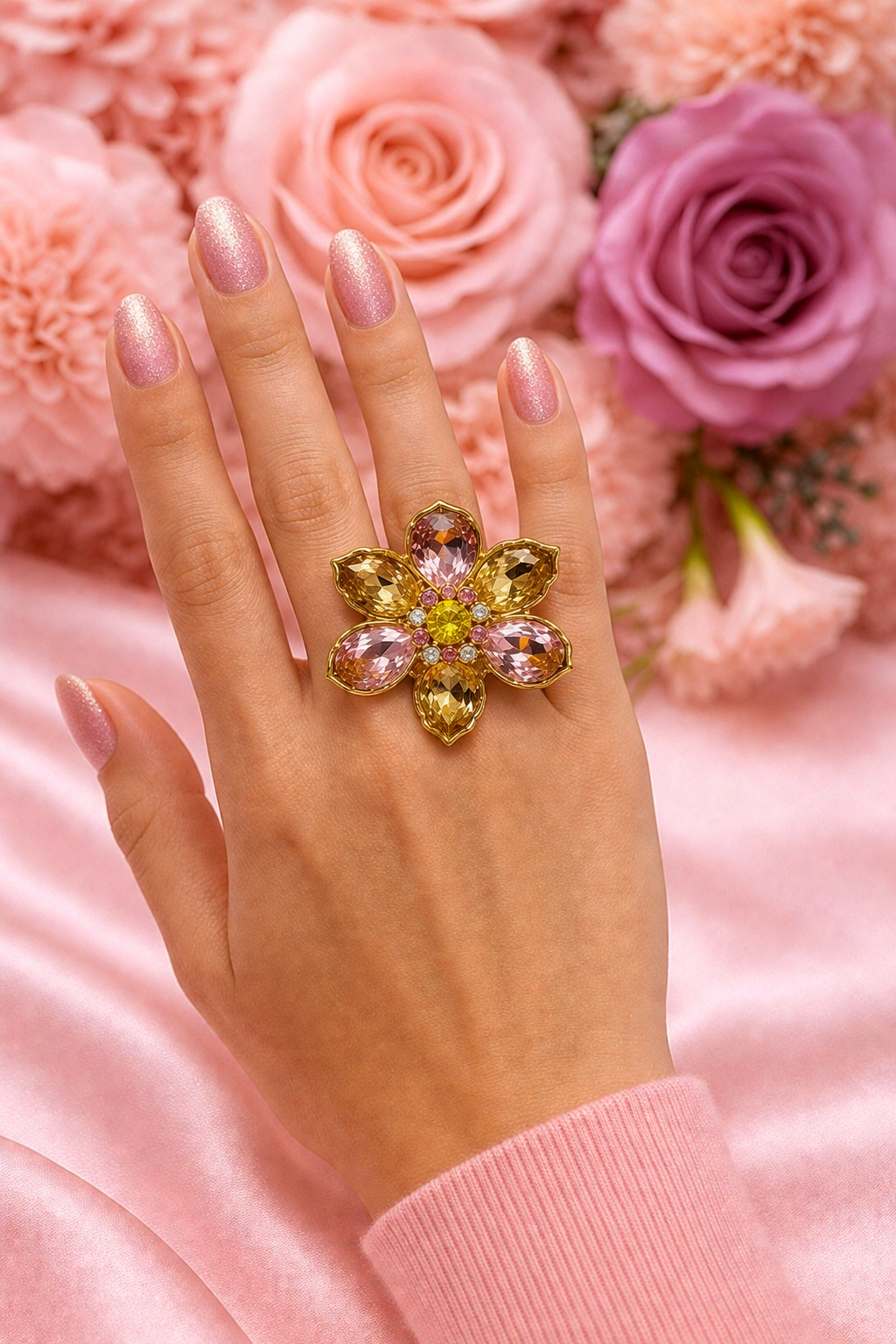 Anillo Flor de Cristal Rose