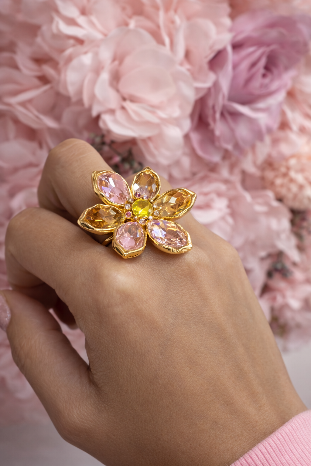 Anillo Flor de Cristal Rose