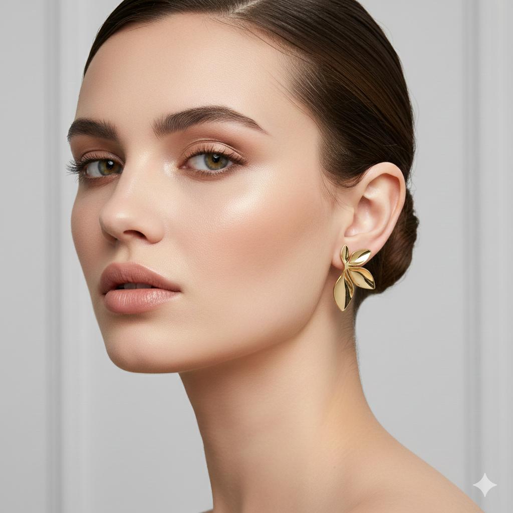 Aretes de acero inoxidable Media Flor