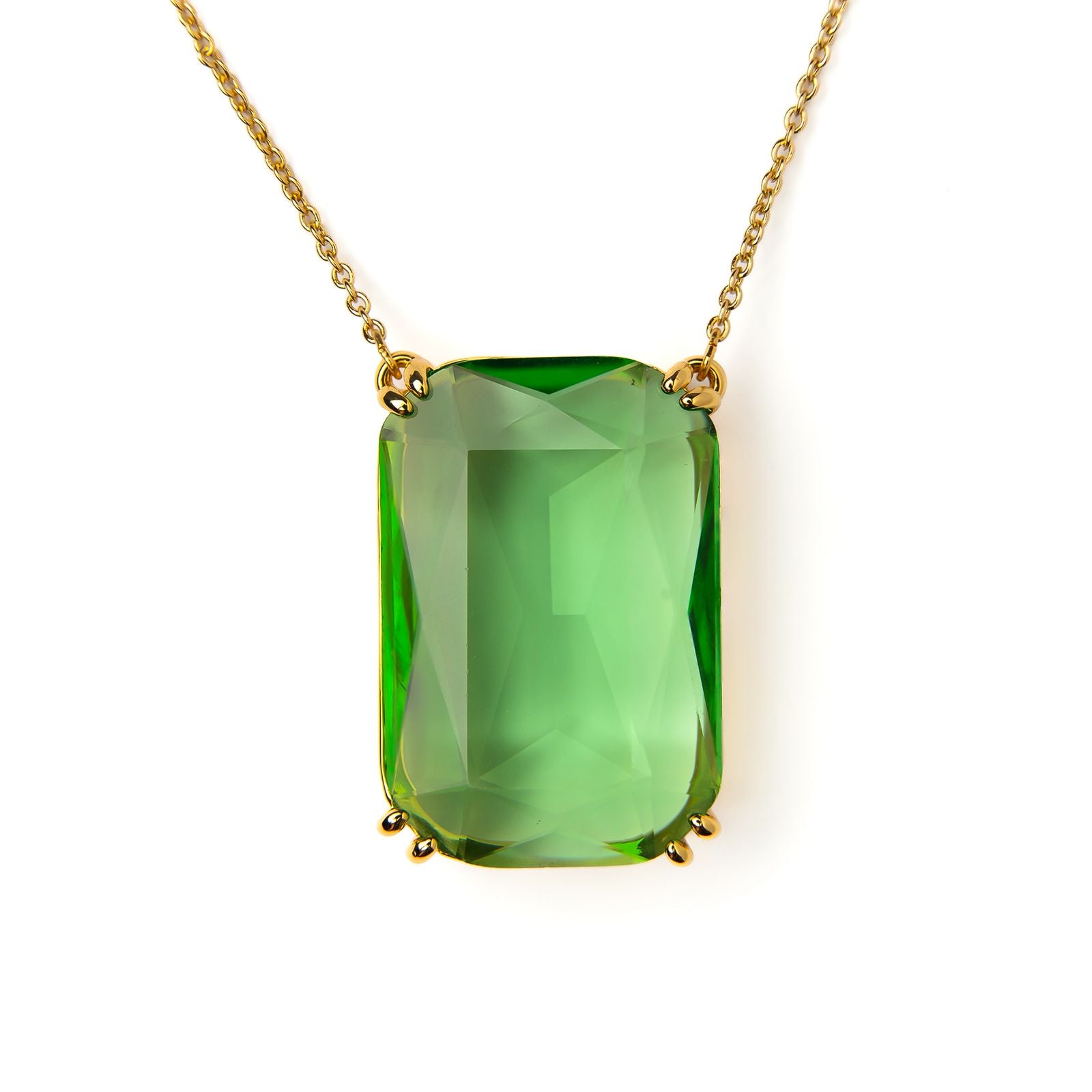 Collar con dije de cristal verde