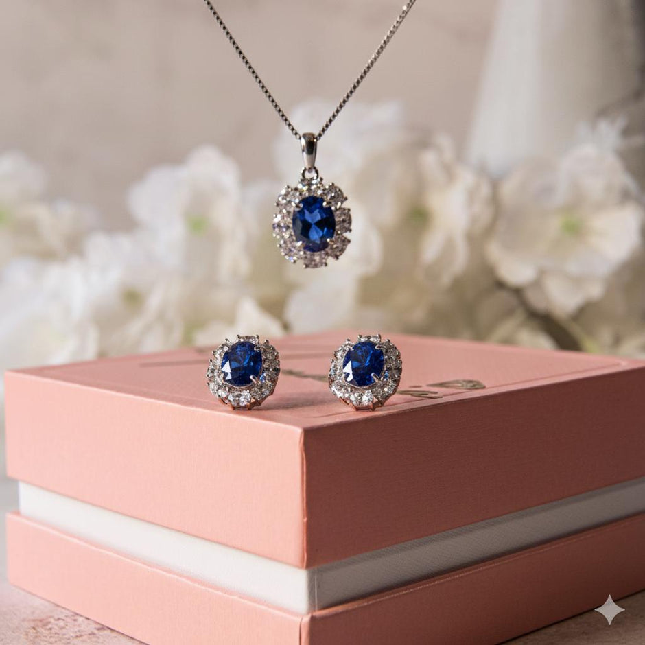 Juego de aretes y dije con piedras semipreciosas