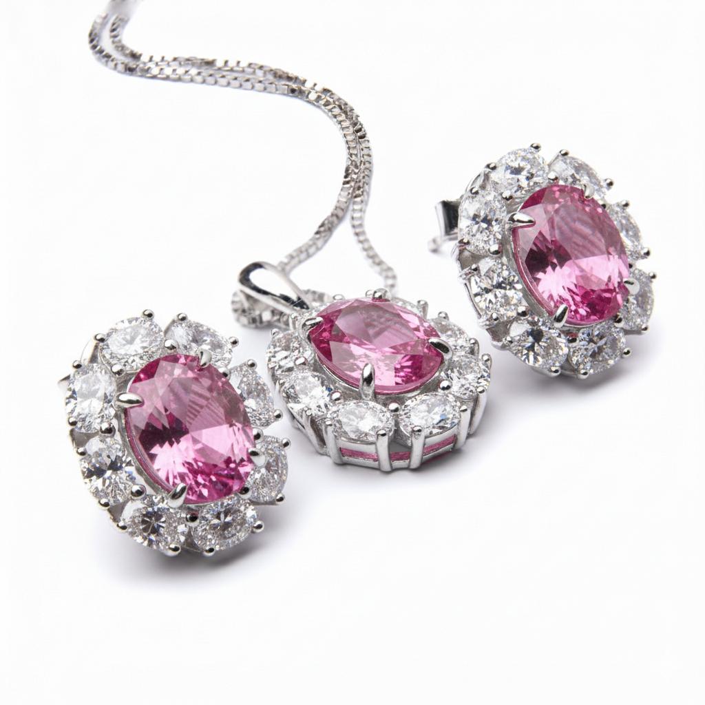 Juego de aretes y dije con piedras semipreciosas