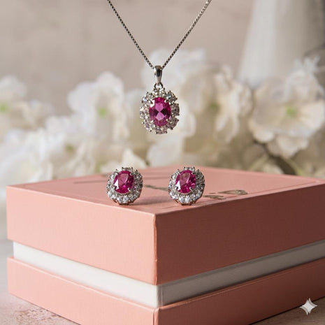 Juego de aretes y dije con piedras semipreciosas