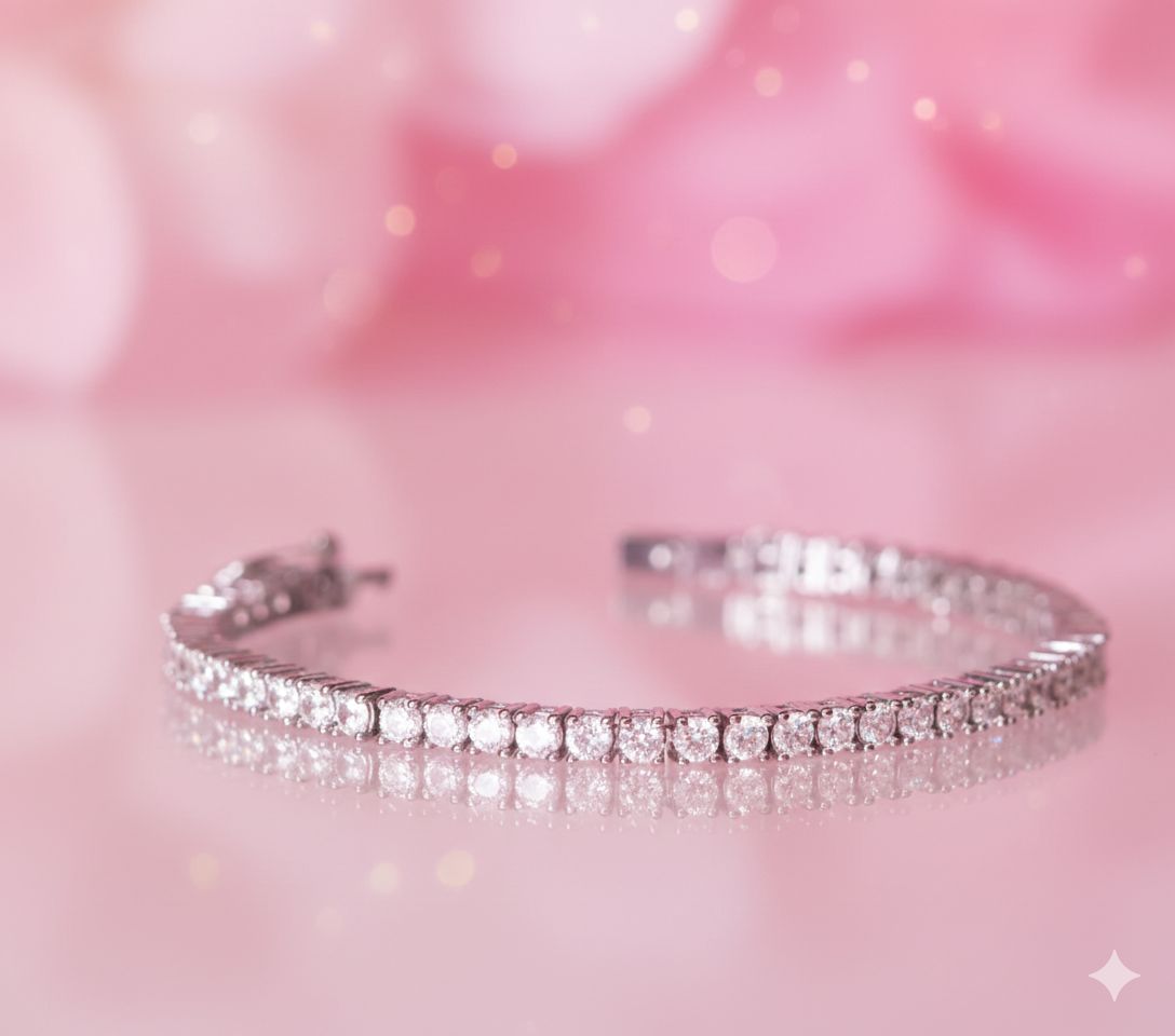 Pulsera con piedra Moissanita 3mm montada en plata fina