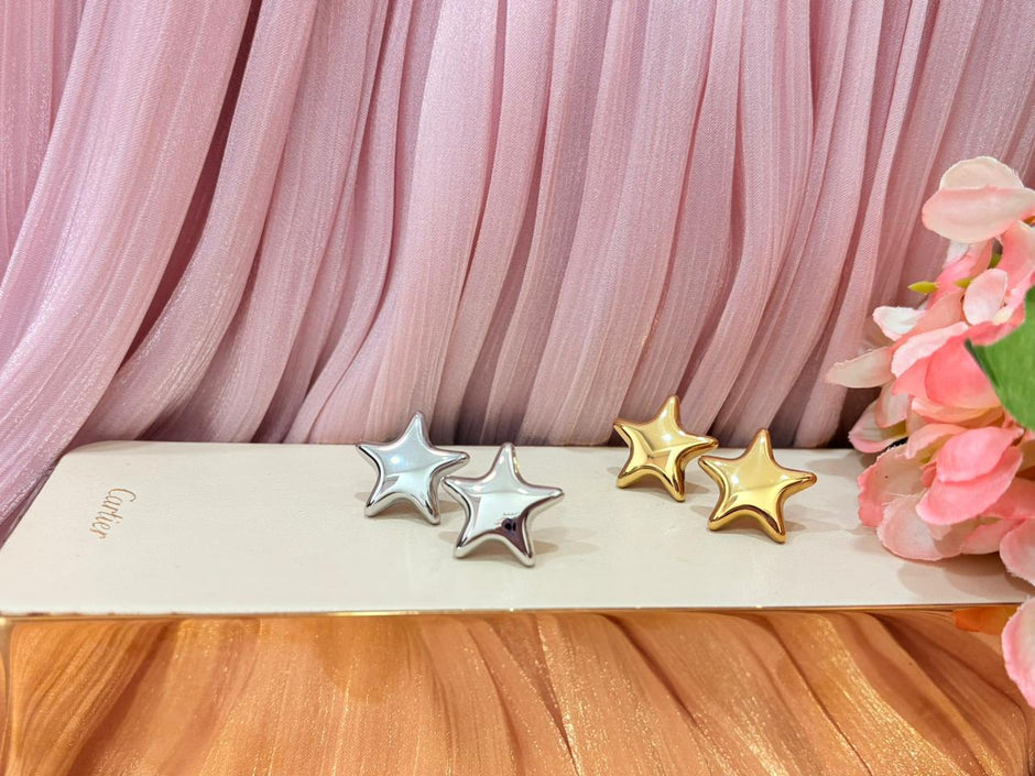 Aretes de acero inoxidable estrella