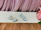 Aretes de acero inoxidable combinación de perlas con Zirconia